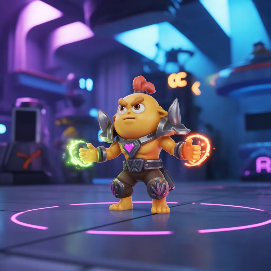 ulls Brawl v65.165 güncellemesinde Glowbert karakteri takım arkadaşlarını iyileştirirken, renkli sihirli aura ve alan kontrolü efektleriyle 2