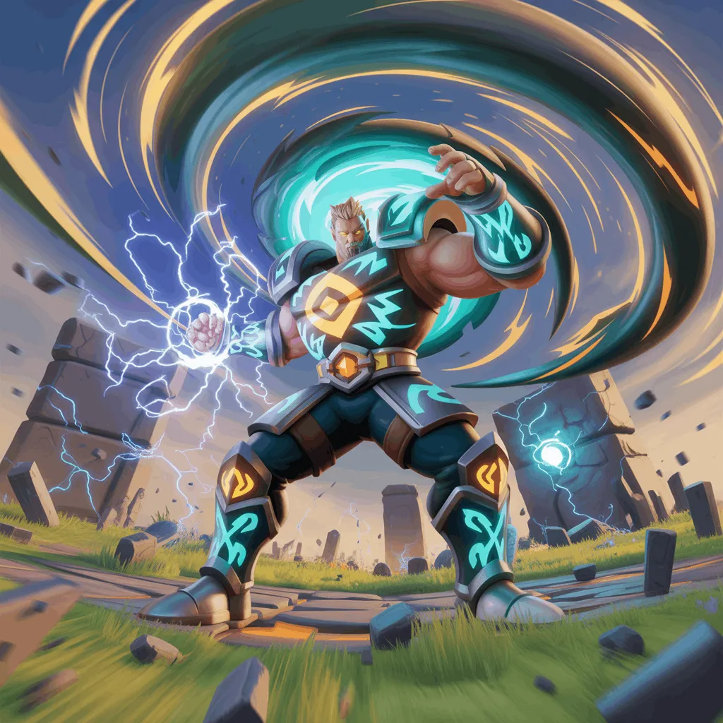 Efsanevi brawler Ziggy, Null’s Brawl oyununda Girdap Patlaması ve Hypercharge ile düşmanları kontrol ediyor.