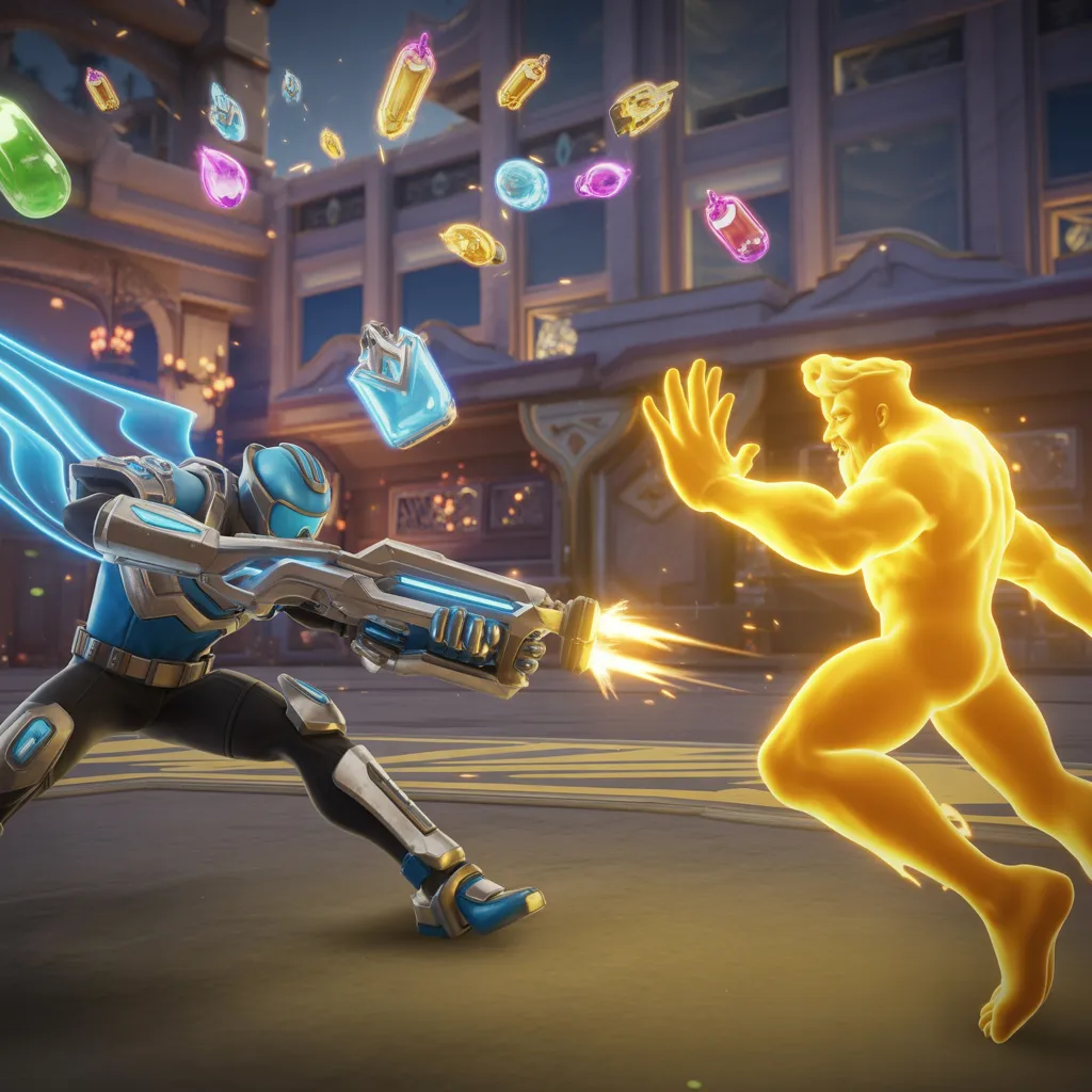 pierce-glowbert-takim-savasi-nullsbrawl.png Alt Metin: Nulls Brawl v65.165 arenasında Pierce ve Glowbert birlikte takım savaşı yapıyor, Pierce saldırıyor, Glowbert iyileştiriyor ve kaos drop ödülleri etrafa saçılıyor 2